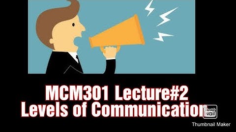 MCM301||Communication Skills||Lecture#02||Levels ofCommunication