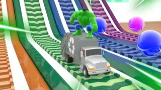 Learn Colors with Learn Colors with street Vehicles Giant waterslide for Children 💜💙💚💛🧡