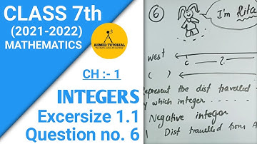 Q.6 Ex 1.1 Class 7th ch:- 1 INTEGERS
