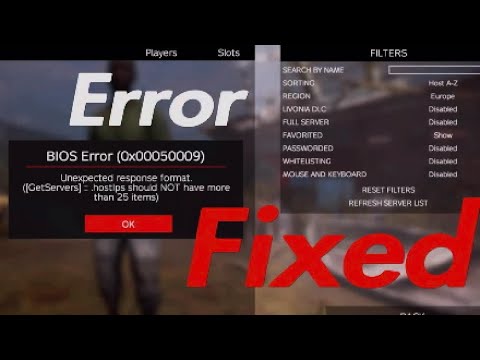 DayZ Favourites BIOS Error 0x00050009 Fixed