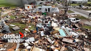 Texas tornado: Drone video shows trail of destruction in Perryton