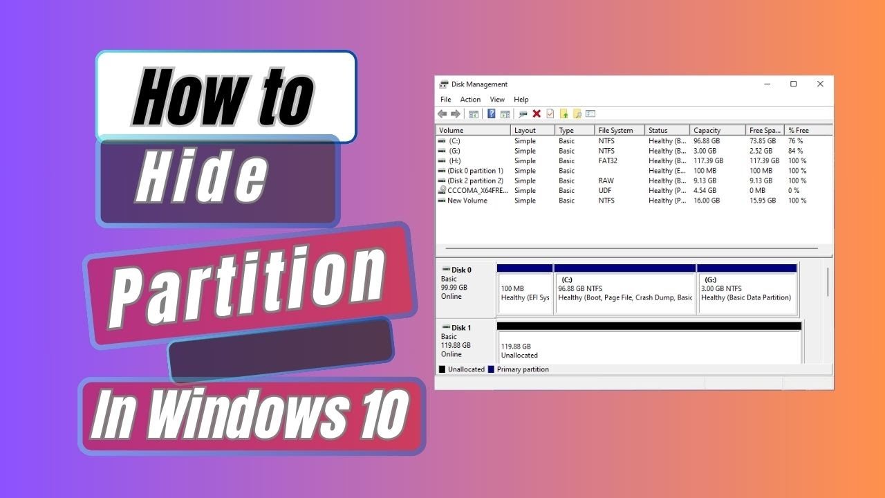 How to Hide A Partition In Windows 10 | Hide Volume - YouTube