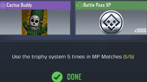 Call Of Duty Mobile Use the trophy system 5 times in MP Matches Task Complete
