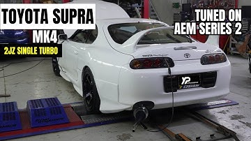 Toyota Supra MK4 2JZ Single TurboTuned On AEM Series 2 | Supra MK4 Dyno Tuning | YPerformance Garage