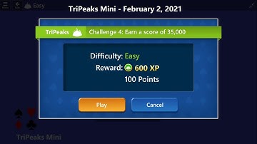 TriPeaks Mini Game #4 | February 2, 2021 Event | Easy