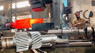 Making a Industrial Double Helical Gear Pinion Shaft || Helical Gear Pinion Shaft Cutting & Hobbing