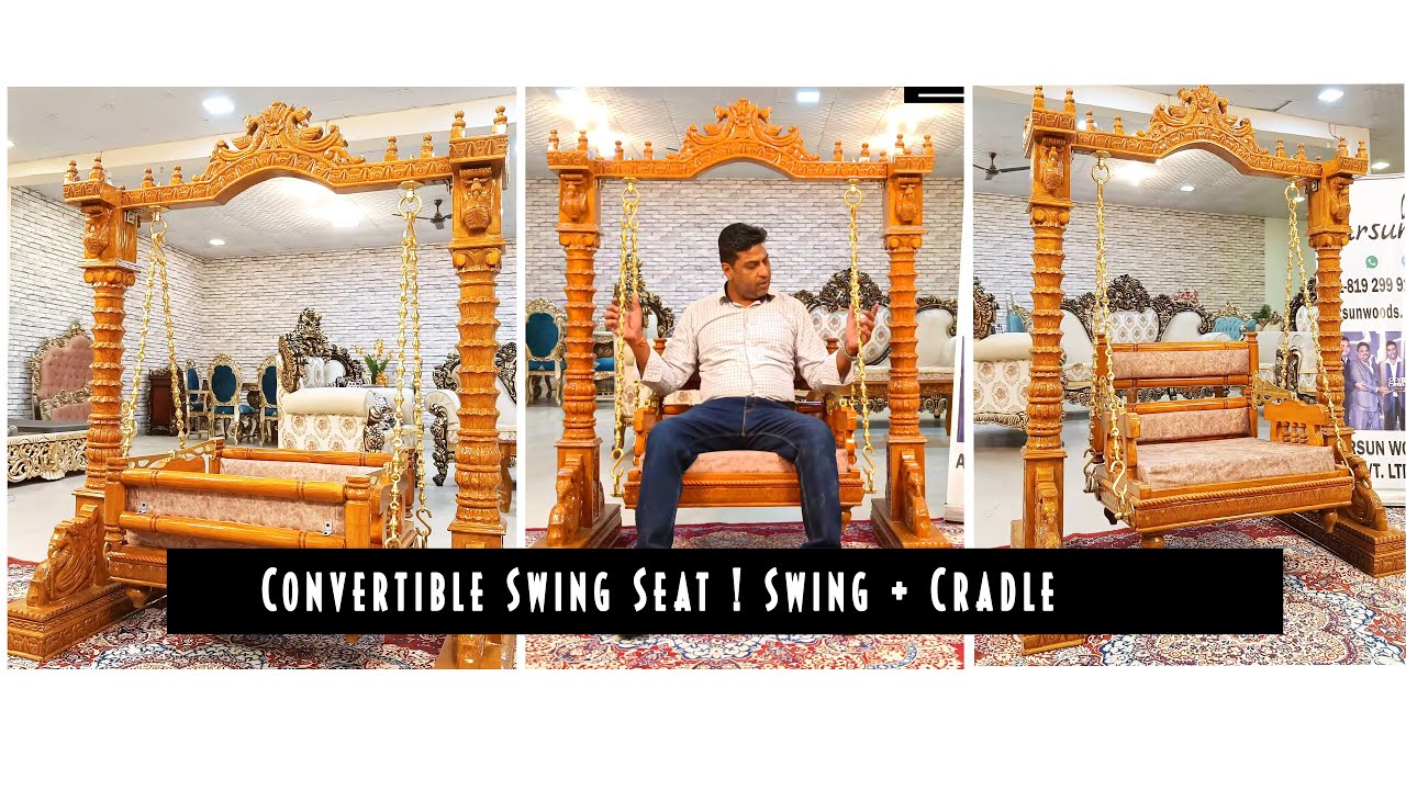 Convertible Swing Seat ! Swing + Cradle for Reversible ! Wooden Krishna