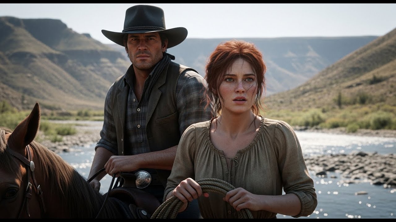 “She Was Screaming by the River…” Then a Cowboy Rode Down and Shot the Rope Clean in Two