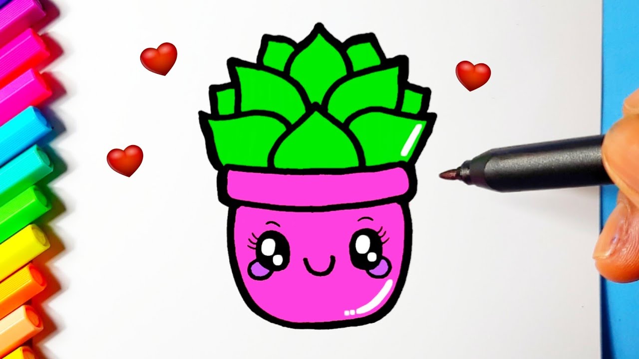 DESENHO DE CACTO KAWAII🌵❤ COMO DESENHAR CACTO KAWAII 🌵❤ CACTOS