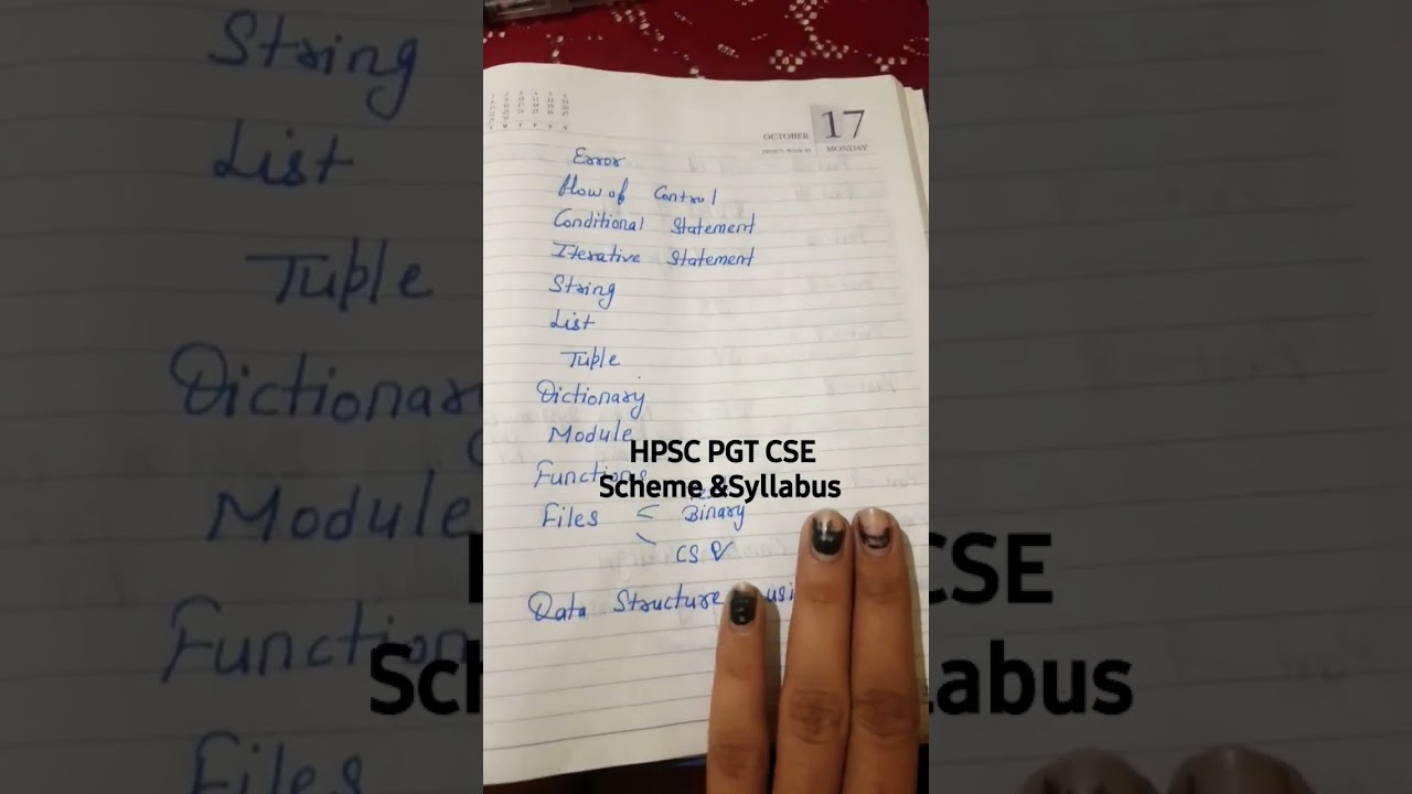 HPSC PGT Computer Science Subjective EXAM Syllabus