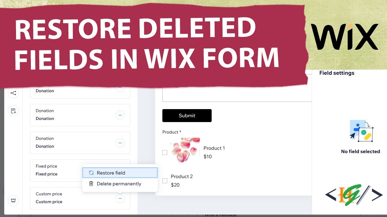How to Restore Deleted Fields in Form in Wix Site | Field - YouTube