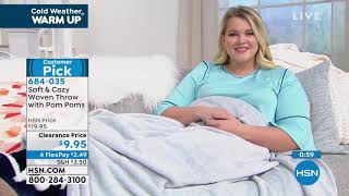 Soft   Cozy Woven Throw with Pom Poms screenshot 4