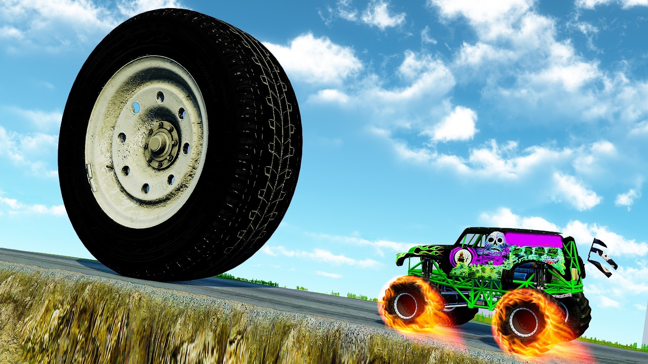 Monster Trucks VS BIG WHEEL |Epick Crash| in BeamNG.drive