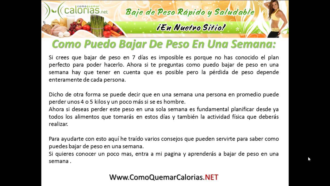 [Como Puedo Bajar de Peso en Una Semana] Como Puedo Bajar de Peso en Una Semana Rápido como perder peso em 1 mes