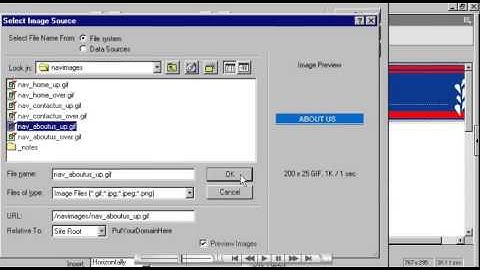 Creating a navigation bar in Dreamweever MX