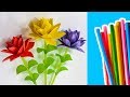 cara membuat bunga sedotan kreatif tanpa kawat | home decoration straw flower