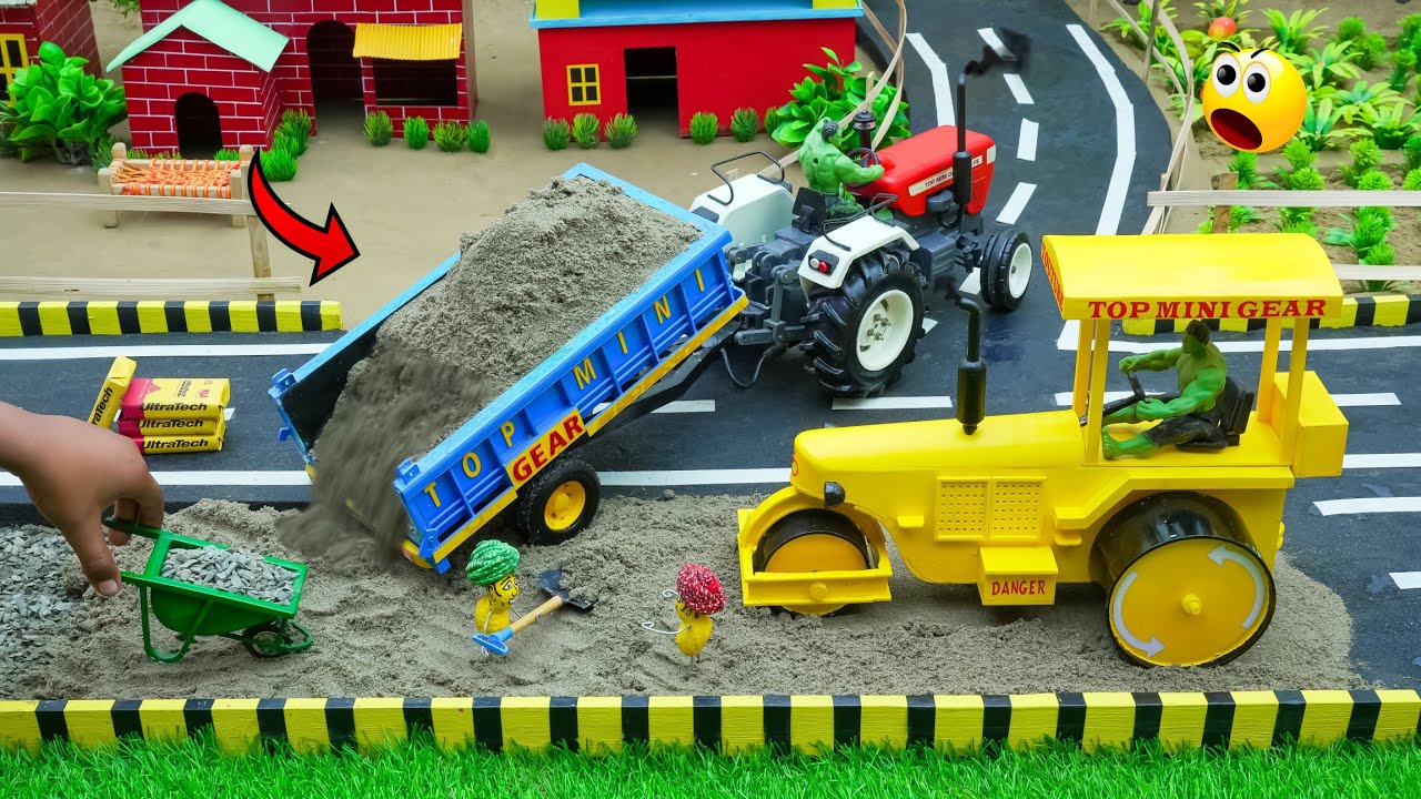 diy tractor mini road roller to making concrete road construction science project | @topminigear