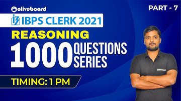 IBPS Clerk Reasoning 2021 | 1000 Reasoning Questions for IBPS Clerk Prelims 2021 | Rohit Sir #07