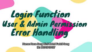 Login, User, Admin Permission, Error Handling