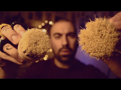 ASMR Face Massage with Wooden Brushes [Layered Sounds, Sleep Therapy]