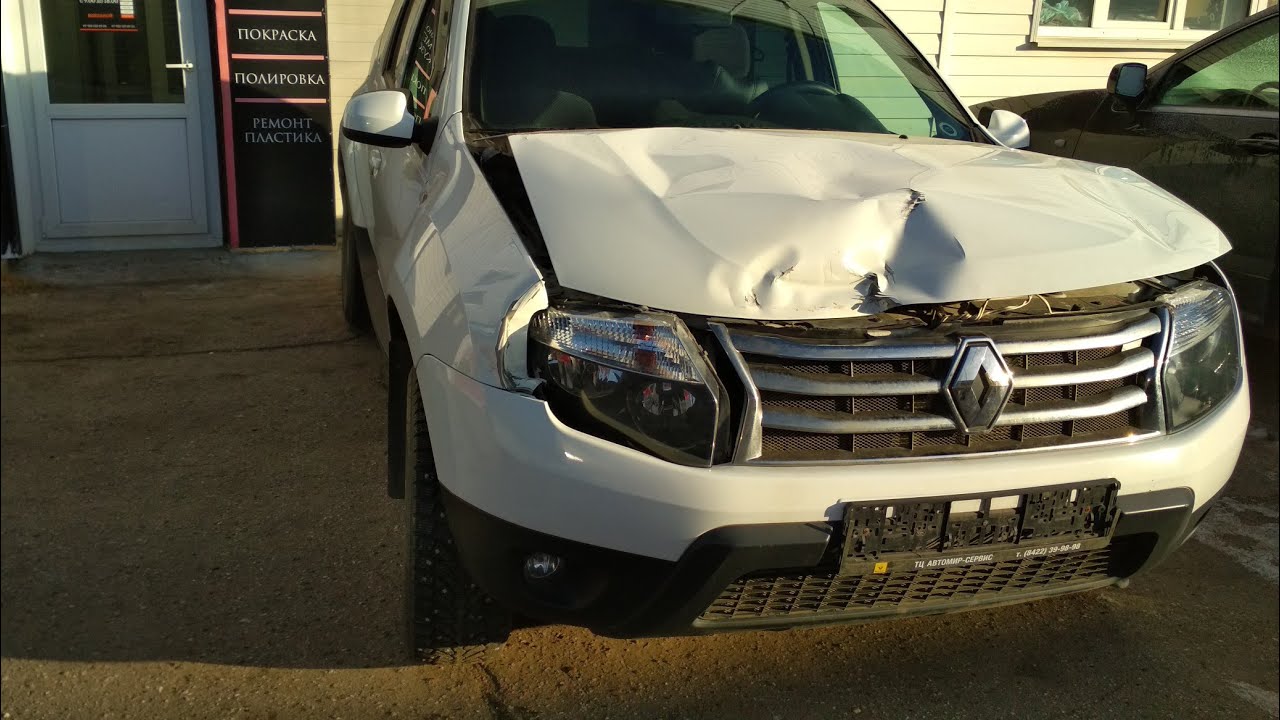 Дастер ремонт удара в переднюю часть - YouTube