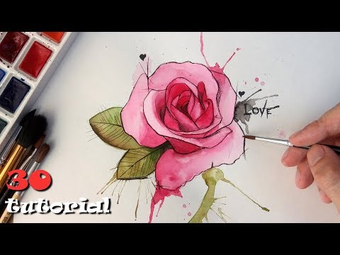 Акварель. Необычная тату техника на бумаге.