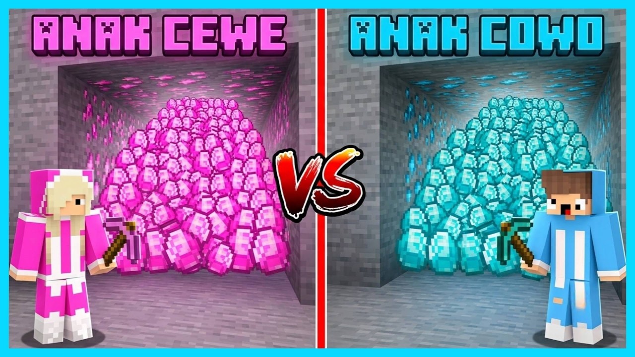 MIPAN & ZUZUZU TANTANGAN MINING PEREMPUAN VS LAKI LAKI DI MINECRAFT!