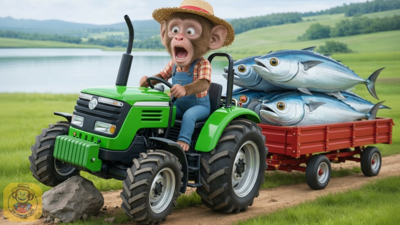 モンキーファンキーの釣りランが混乱に陥る、トラクターカートが壊れたため…しかし、彼の賢い行動に皆が驚く！