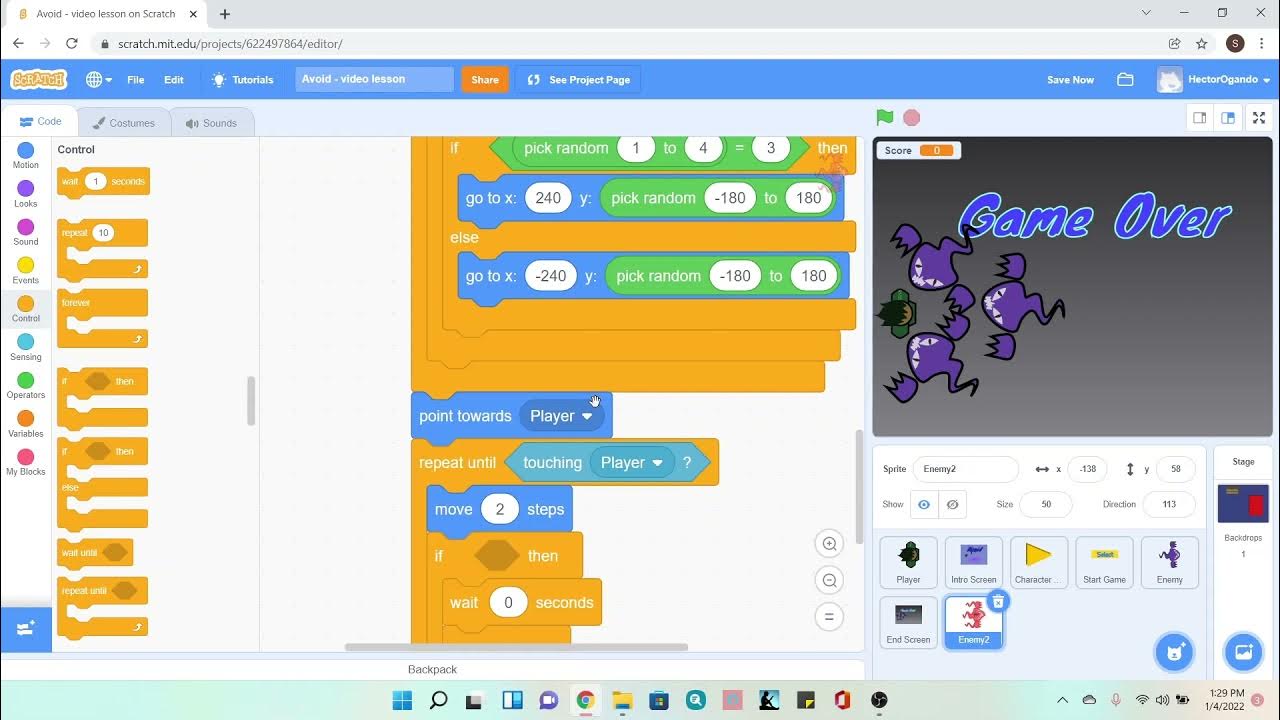 Scratch Avoid Week 2 Deepdive New Enemy Code Step 2 YouTube