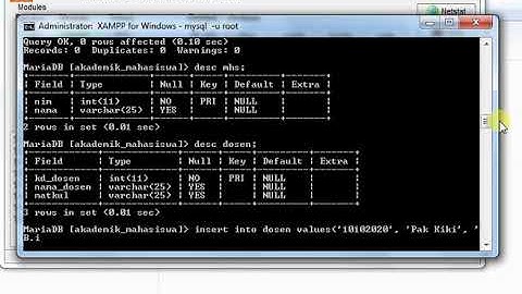 TUTORIAL MEMBUAT DATABASE SEDERHANA MENGGUNAKAN MYSQL ( DENGAN DDL & DML )