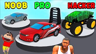 NOOB vs PRO vs HACKER in BUILD A CAR RACING with SHINCHAN and CHOP