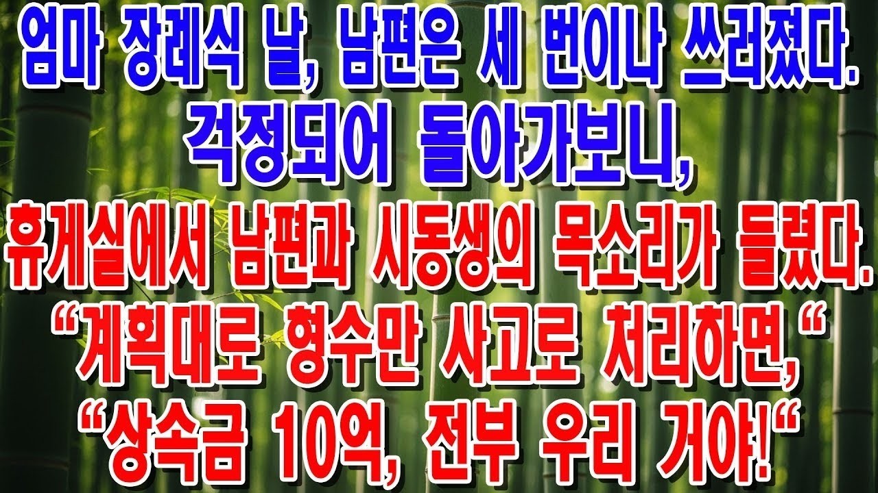 엄마 장례식에서 3번이나 오열하며 쓰러진 남편… 잠시 후, 제 상속금 10억을 노리고 있었다는 걸 알게 됐습니다.