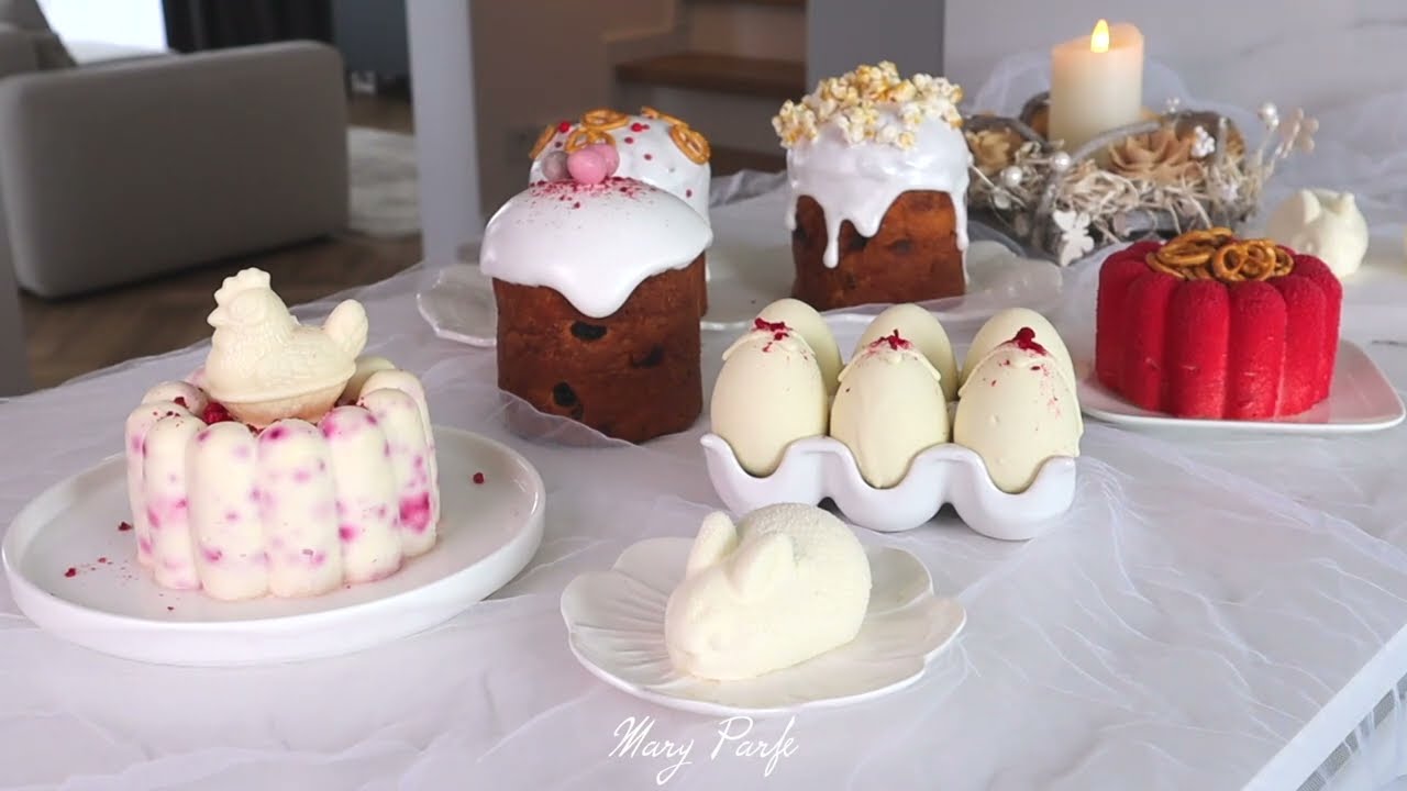 Пасхальная выпечка | Куличи | Глазурь для куличей без яиц | Муссовые ЯЙЦА | Зайцы Творожная пасха