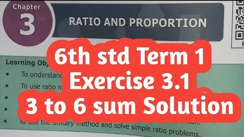 6th std |Term 1|Maths|Chapter 3 |Ratio and proportion|Exercise 3.1|3 to 6 sum|Solve|problem