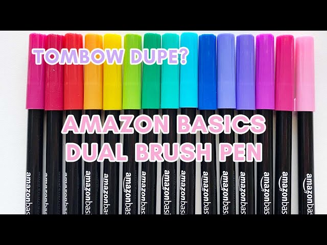 Basics Dual Tip Brush Pen Review - Tombow Dupe? I compare them side  by side! 