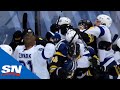 Erik Cernak Shoves David Pastrnak To Cause Mini Brawl To End The Period