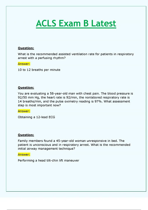 ACLS Exam Version B Latest 2024 2025 YouTube