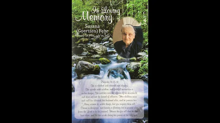 Mrs. Susana (Goertzen) Fehr's Memorial Service