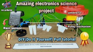 Smart Rain detection alarm system with automatic clothesline || Top best electronics science project