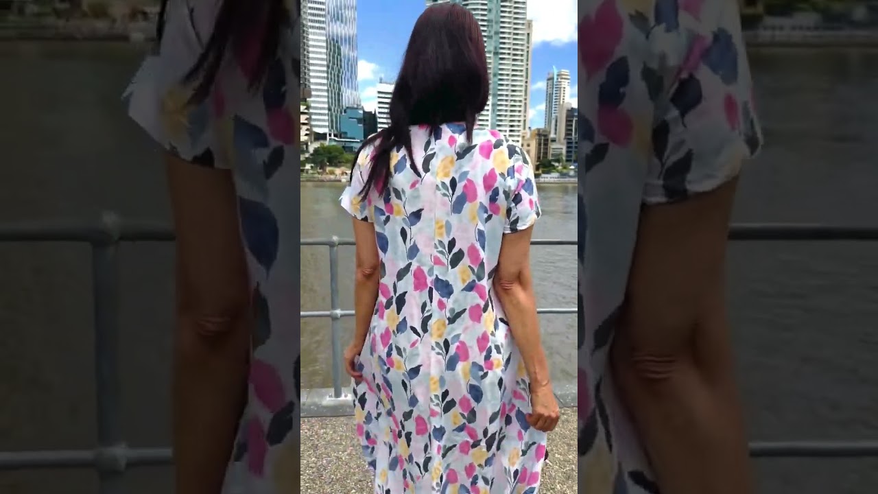 I Love Tunics presents Colourful Petals White Short Sleeve Tunic Dress  