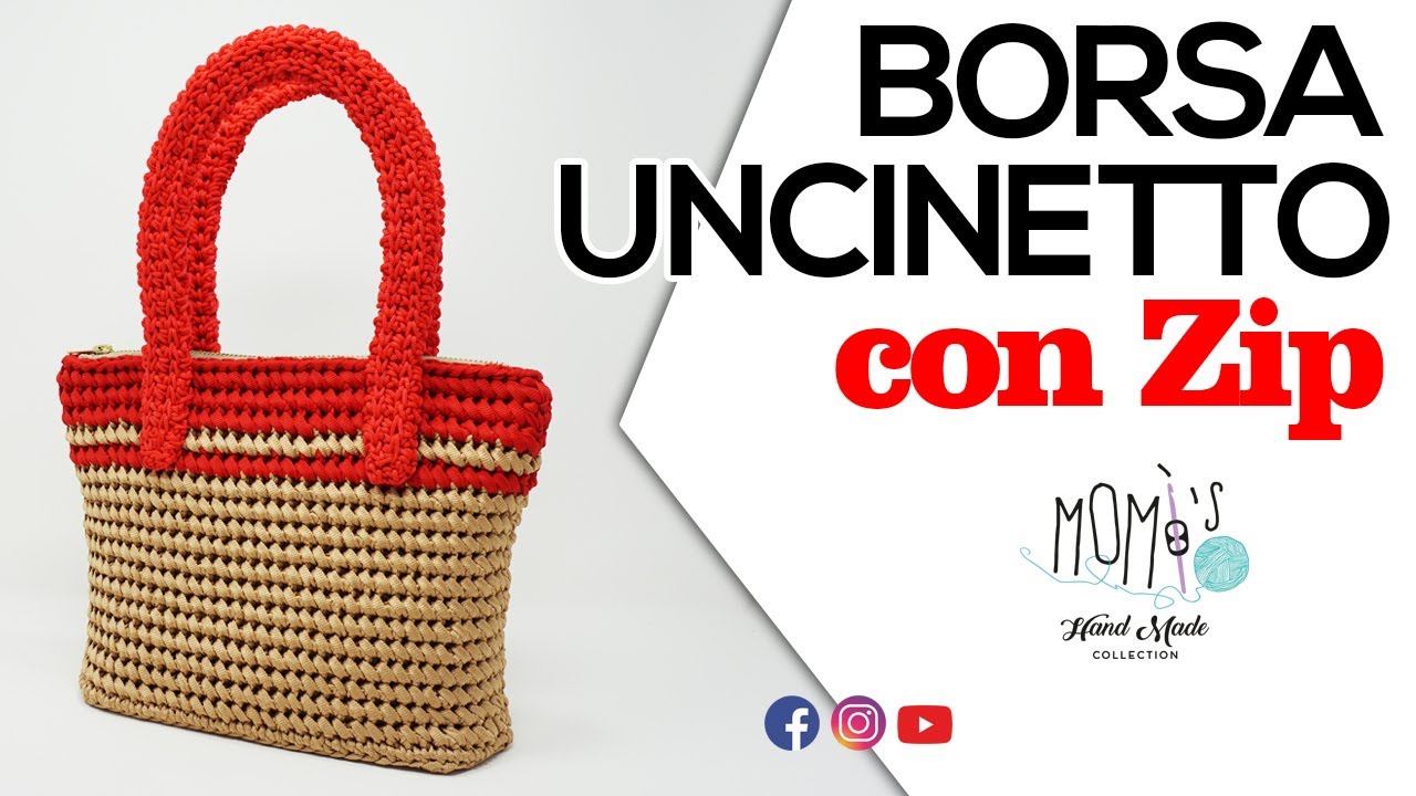 TUTORIAL UNCINETTO || BORSA CON ZIP || CROCHET BAG 🌻 Momì's 🌻 - YouTube