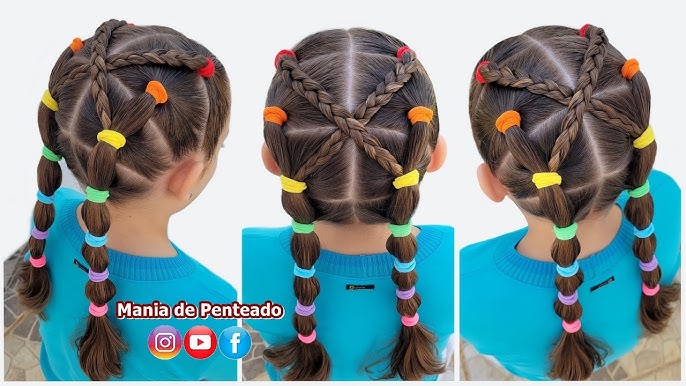 Penteado Infantil com Elásticos Coloridos