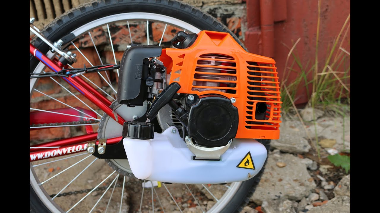 Как поставить двигатель на велосипед от косы - 96 фото