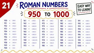 Roman Numbers from 950 to 1000 Easy Simple Explanation