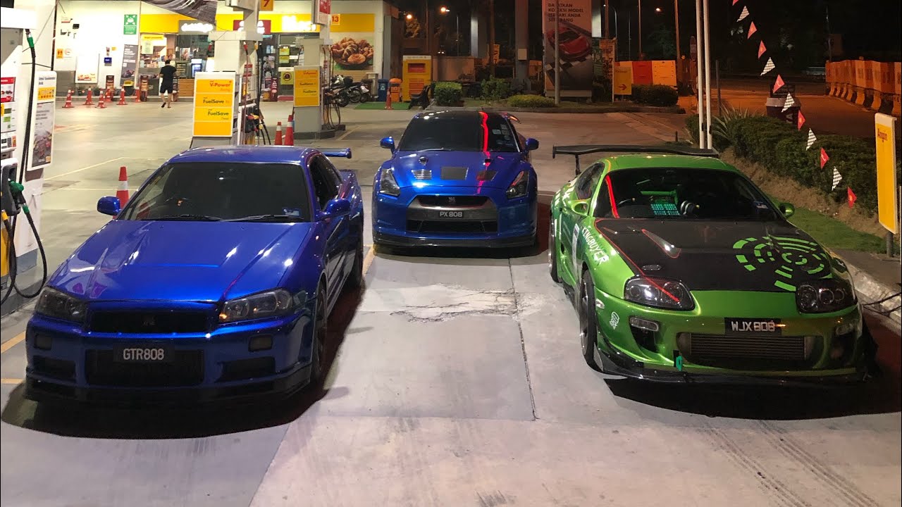 Nissan GTR R35 vs Nissan Skyline GTR R34 vs Toyota Supra. Rolling ...