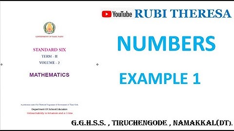 6th Maths |Term 2 |ENGLISH MEDIUM |  Numbers |  Example 1