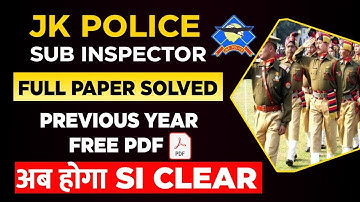 Jkp SI Previous year Paper |JKP Sub Inspector Recruitment 2021 800 Vacancies  @CareerSuccessJammu