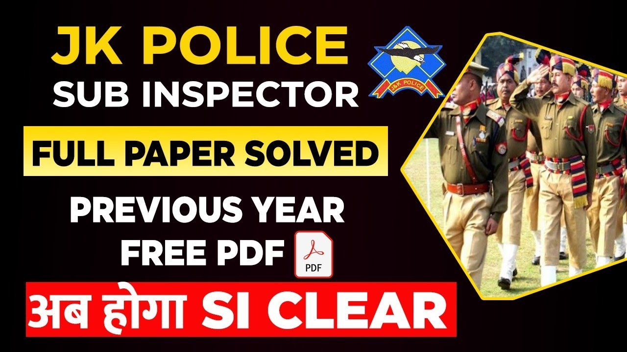 Jkp SI Previous year Paper |JKP Sub Inspector Recruitment 2021 800 Vacancies  