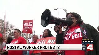 Letter carriers and supporters rally against Trump USPS plans