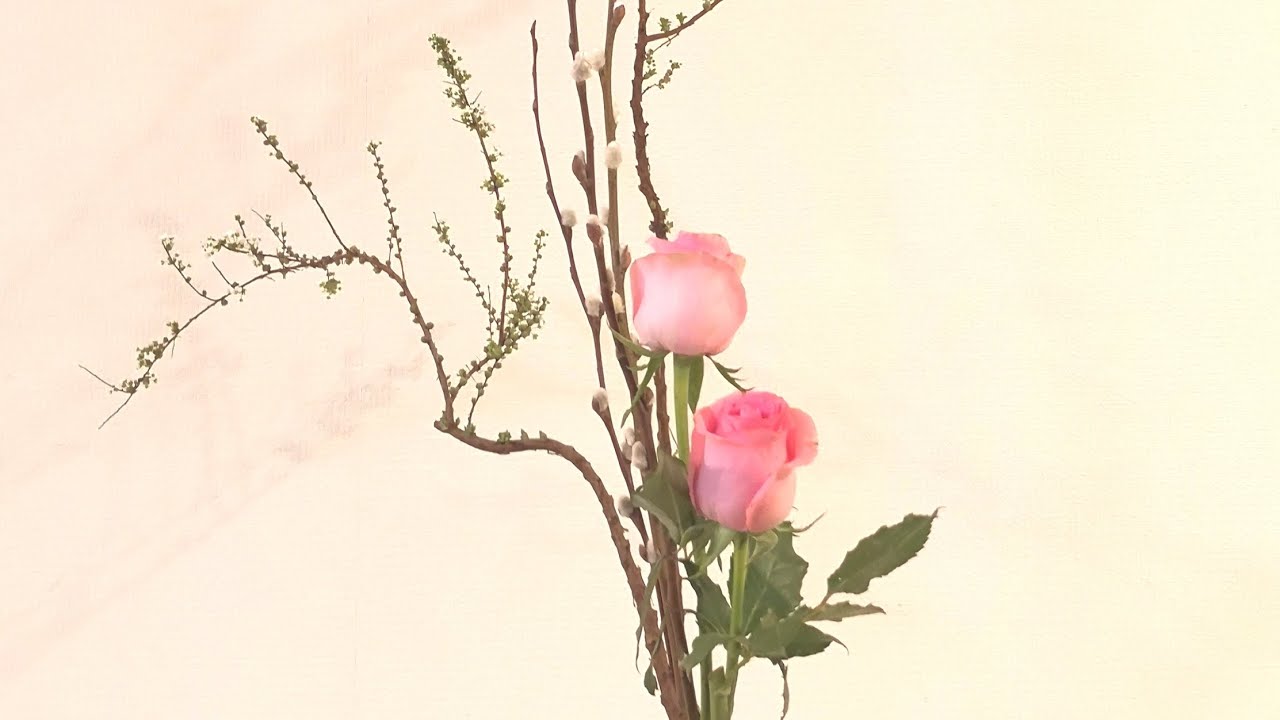池坊生花カリキュラムでいけばな体験三種生け編 - YouTube